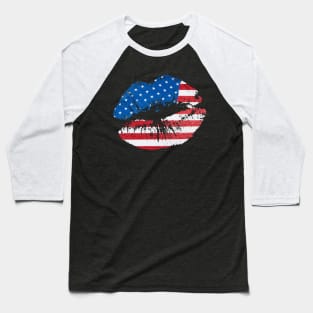 4th of July American flag patriotic lips Baseball T-Shirt